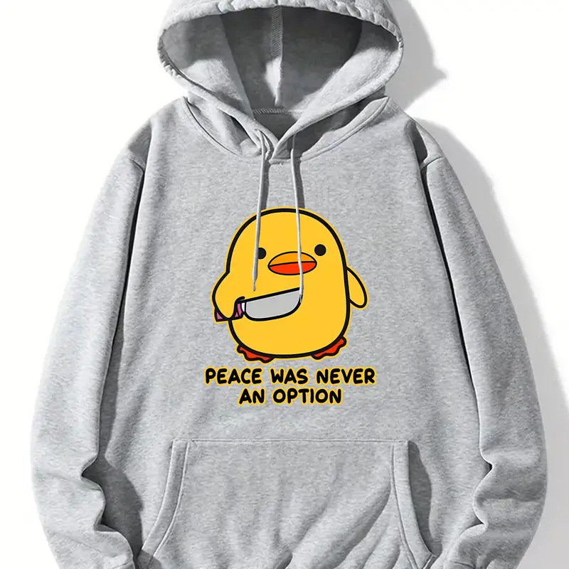 Tricou bărbătesc cu mânecă lungă, model galben cu rață și cuțit