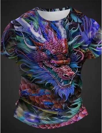 Bărbați tricou vară casual cu mânecă scurtă Dragon imprimat 3D tricou animale grafice tricou barbati moda Streetwear casual