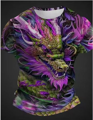 Bărbați tricou vară casual cu mânecă scurtă Dragon imprimat 3D tricou animale grafice tricou barbati moda Streetwear casual