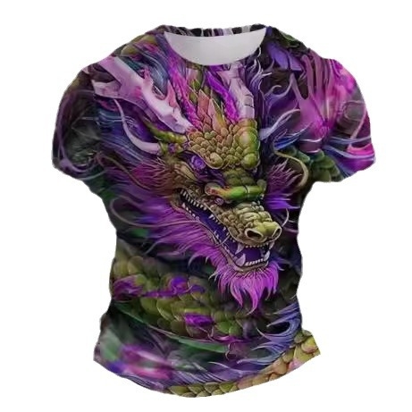 Bărbați tricou vară casual cu mânecă scurtă Dragon imprimat 3D tricou animale grafice tricou barbati moda Streetwear casual