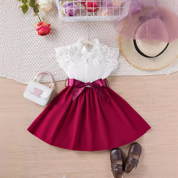 Rochie pentru copii cu imprimeu din dantelă și scobituri