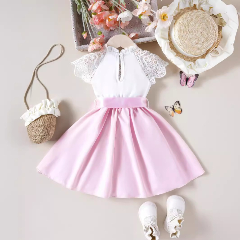 Rochie pentru copii cu imprimeu din dantelă și scobituri