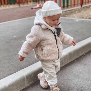 Bērnu apģērbs Bērnu ziemas kokvilnas drēbes Brīvi šūtas jēra vilnas flīsa oderētas džemperis Sabiezināta silta jaka zēniem un meitenēm
