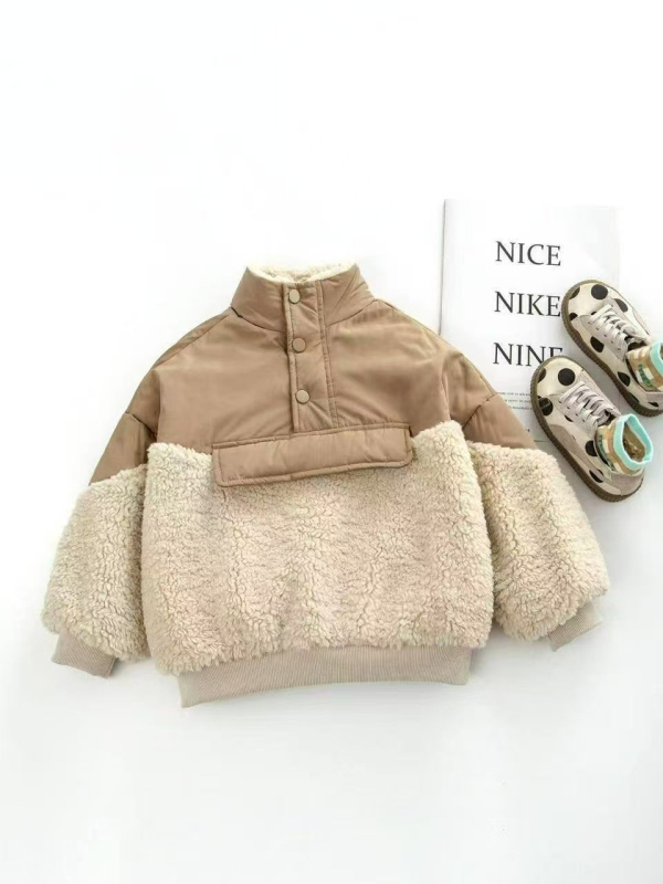 Bērnu apģērbs Bērnu ziemas kokvilnas drēbes Brīvi šūtas jēra vilnas flīsa oderētas džemperis Sabiezināta silta jaka zēniem un meitenēm