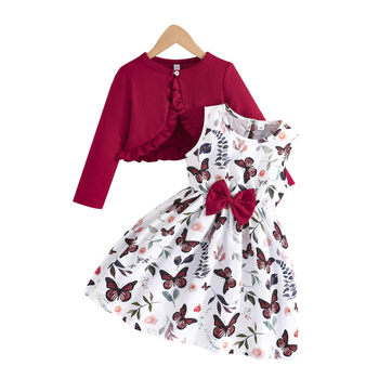 Παιδικό Μοντέρνο Μπουφάν με Σακάκι και Σακάκι για Άνοιξη και Φθινόπωρο, Casual, Τυπωμένο Φόρεμα, Σετ Δύο Τεμαχίων, Αποκλειστικό για Παιδιά, Άνοιξη και Φθινόπωρο