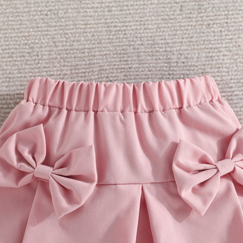 Αποκλειστικό σε διασυνοριακές αγορές - νέο, ευρωπαϊκό και αμερικανικό κοριτσίστικο πουκάμισο με κοντομάνικα και φούσκα + σορτς με φιόγκο, κομψό, μοντέρνο κοστούμι