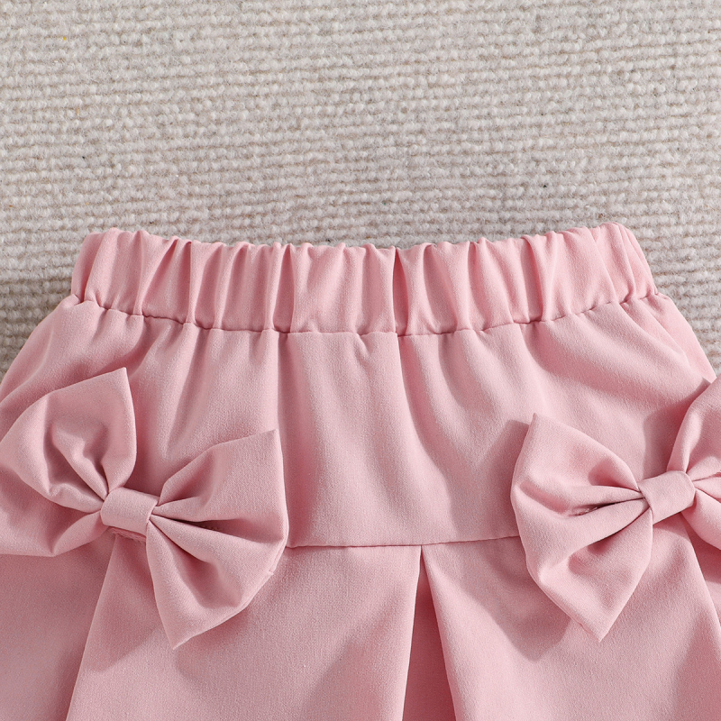 Ekskluzivno za prekograničnu prodaju - nova europska i američka djevojačka majica kratkih rukava s mjehurićima + kratke hlače s mašnom, slatko modno odijelo