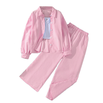 Ανδρικό και Γυναικείο Κοστούμι Διασυνοριακό Εξωτερικό Εμπόριο Παιδικά Ρούχα Φθινόπωρο Νέο Παιδικό Πουκάμισο με Μακρυμάνικο Στυλ 3-12 Ετών Παντελόνι με Φαρδιά Πόδια Κοστούμι Δύο Τεμαχίων