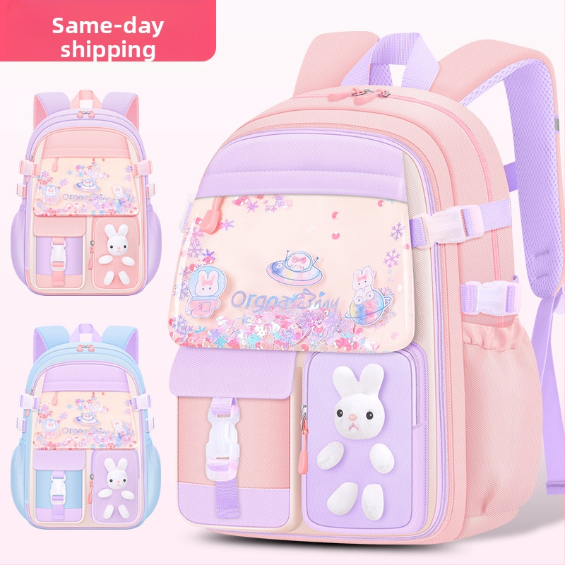 Нова ученическа чанта за начално училище за момичета, чанта на едро с пясък, голям капацитет, водоотблъскваща, с множество джобове, детска раница за ученически принадлежности