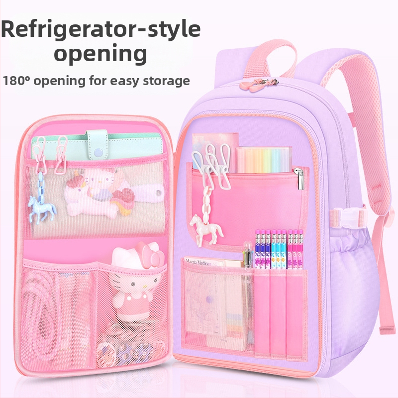 Нова ученическа чанта за начално училище за момичета, чанта на едро с пясък, голям капацитет, водоотблъскваща, с множество джобове, детска раница за ученически принадлежности