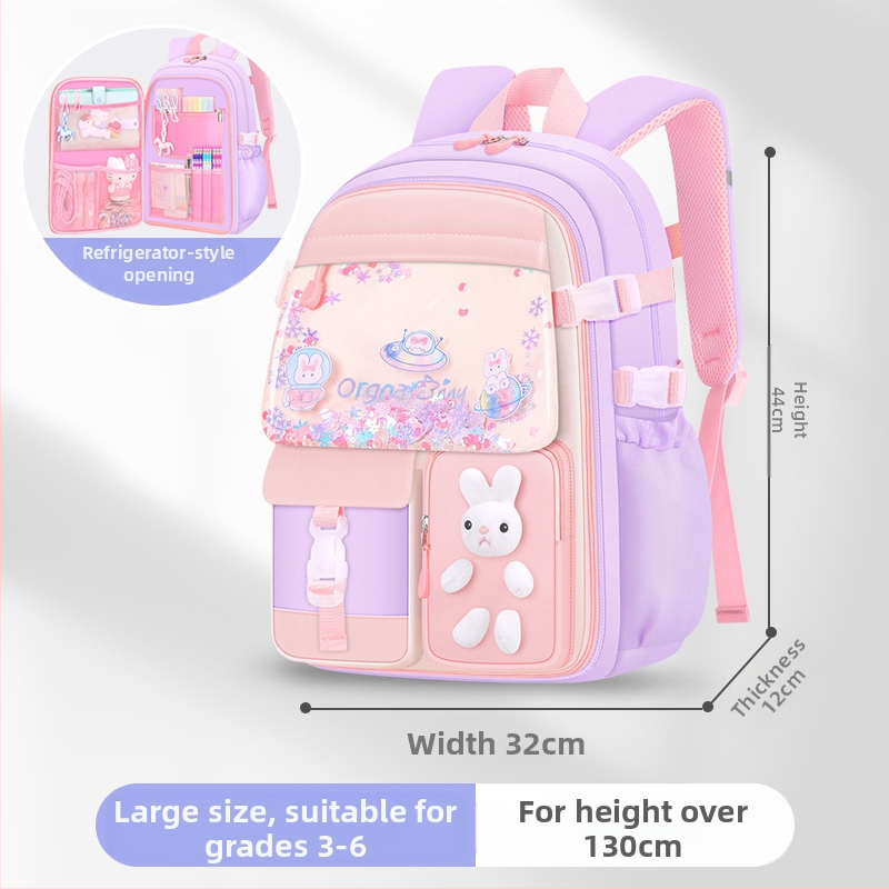 Нова ученическа чанта за начално училище за момичета, чанта на едро с пясък, голям капацитет, водоотблъскваща, с множество джобове, детска раница за ученически принадлежности