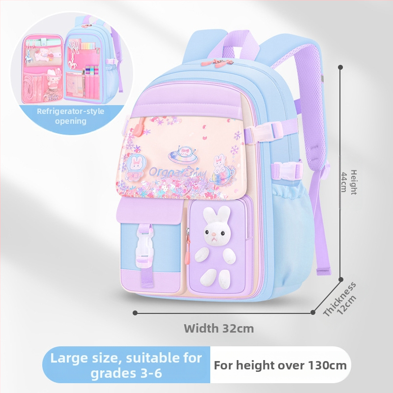 Нова ученическа чанта за начално училище за момичета, чанта на едро с пясък, голям капацитет, водоотблъскваща, с множество джобове, детска раница за ученически принадлежности