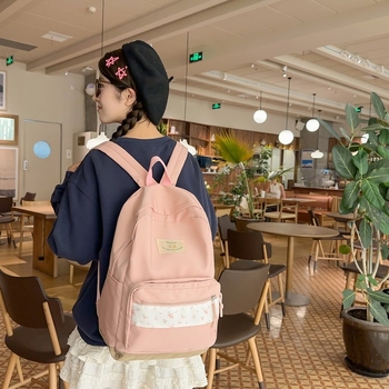 Jaapani stiilis Instagrami stiilis lilleline koolikott, naiste kerge keskkooliõpilaste seljakott, kunstiline Mori stiilis tüdrukute vaba aja reisikott