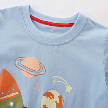 Tricou de vară pentru băieți cu mânecă scurtă, guler rotund, tricotat, bumbac, imprimare cu desene animate, broderie pe bază de figuri, procesare de mostre, personalizare OEM