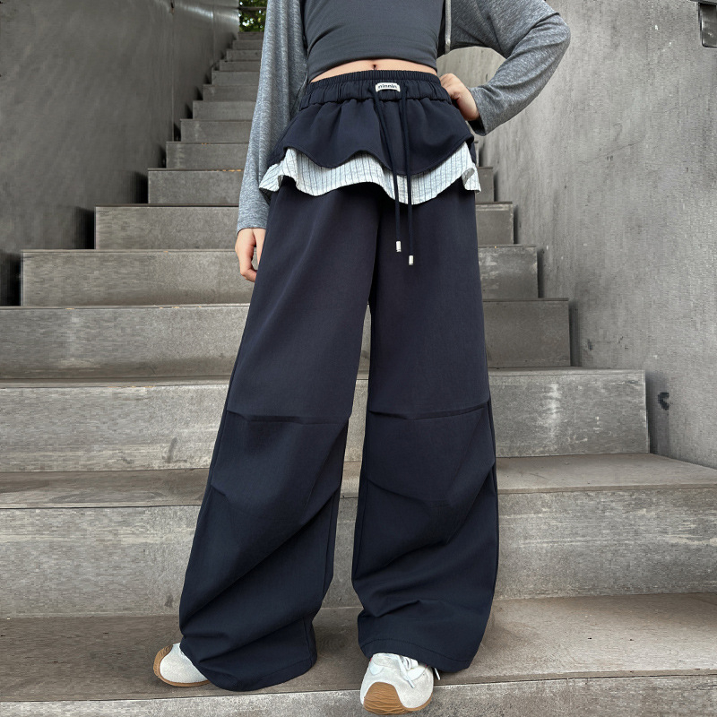 Poiste kevad- ja sügisesed laia säärega cargo-püksid 2025. aasta sügisstiilis ruudulised püksid vanematele lastele ja tüdrukutele, Zhuzhou Zhili laste riided