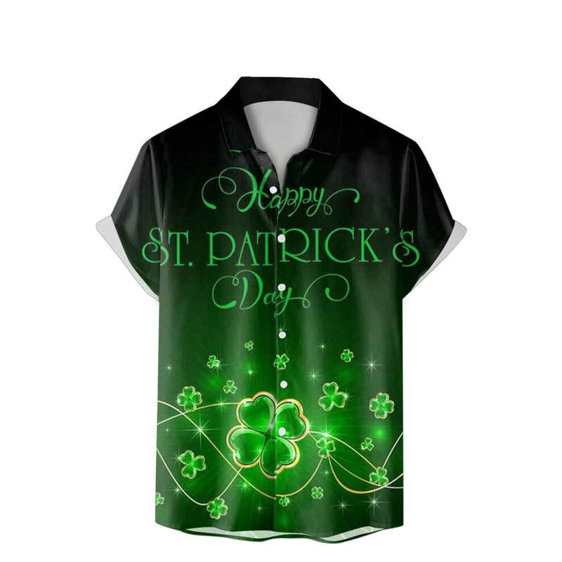 2025 Tricou de vară pentru bărbați, imprimare 3D, modă casual, seria verde, cămașă cu mânecă scurtă, vrac