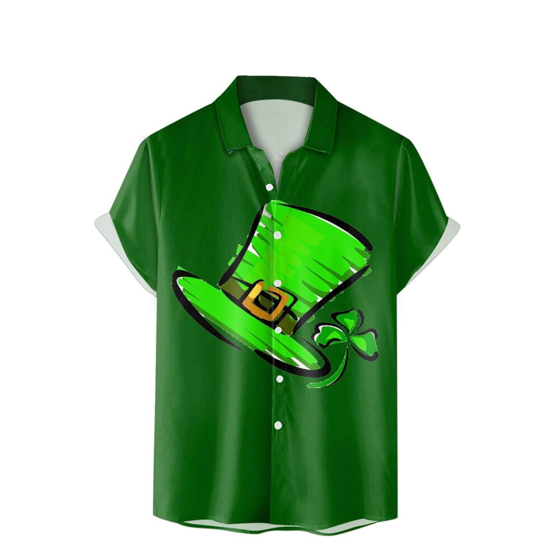 2025 Tricou de vară pentru bărbați, imprimare 3D, modă casual, seria verde, cămașă cu mânecă scurtă, vrac