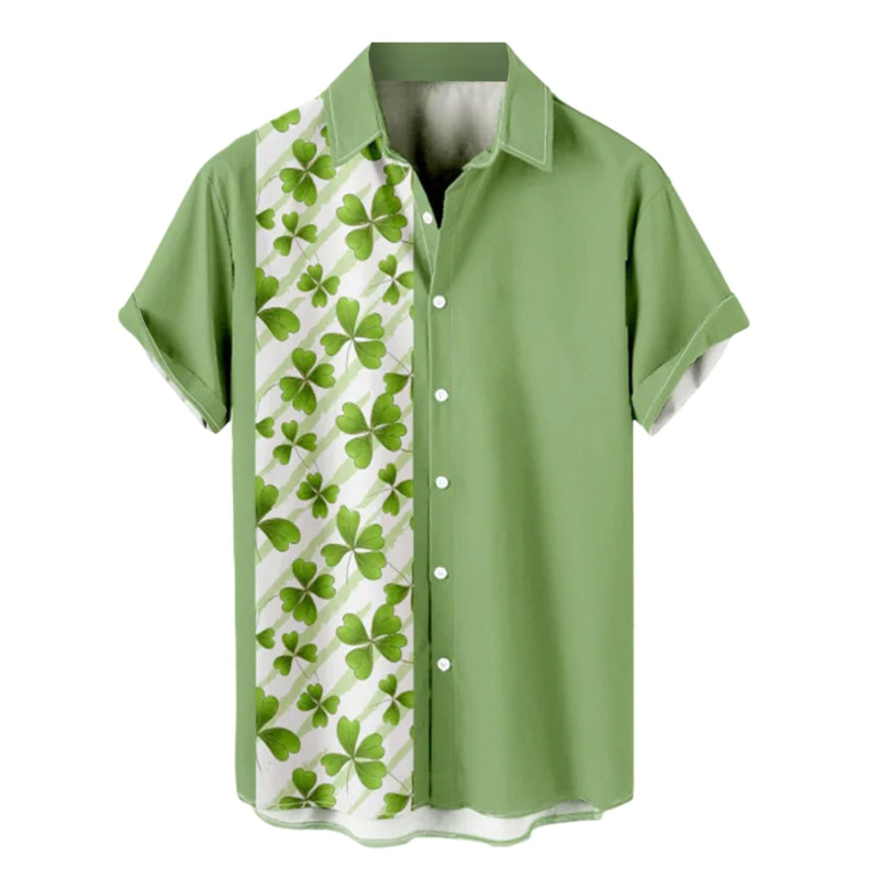 2025 Tricou de vară pentru bărbați, imprimare 3D, modă casual, seria verde, cămașă cu mânecă scurtă, vrac