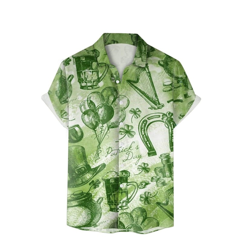 2025 Tricou de vară pentru bărbați, imprimare 3D, modă casual, seria verde, cămașă cu mânecă scurtă, vrac