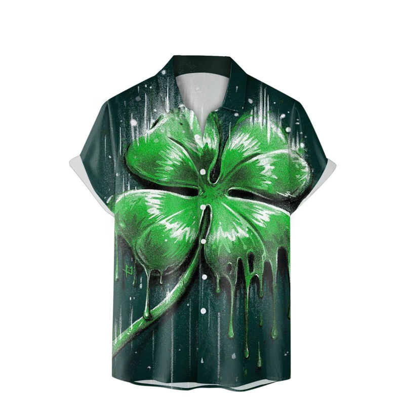 2025 Tricou de vară pentru bărbați, imprimare 3D, modă casual, seria verde, cămașă cu mânecă scurtă, vrac