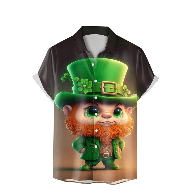 2025 Tricou de vară pentru bărbați, imprimare 3D, modă casual, seria verde, cămașă cu mânecă scurtă, vrac