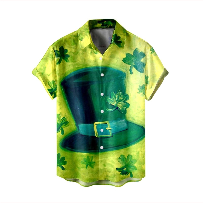 2025 Tricou de vară pentru bărbați, imprimare 3D, modă casual, seria verde, cămașă cu mânecă scurtă, vrac