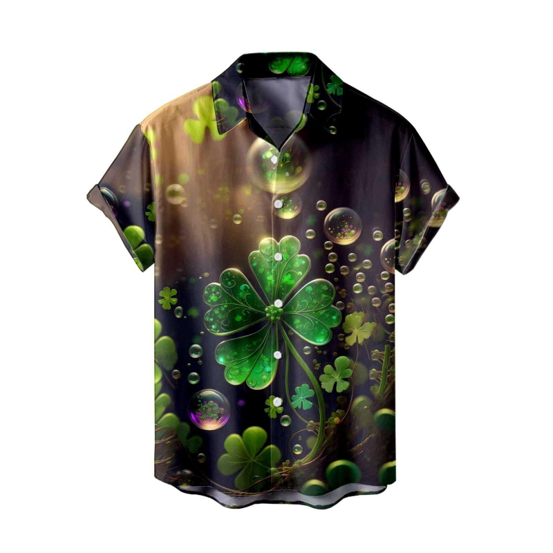 2025 Tricou de vară pentru bărbați, imprimare 3D, modă casual, seria verde, cămașă cu mânecă scurtă, vrac