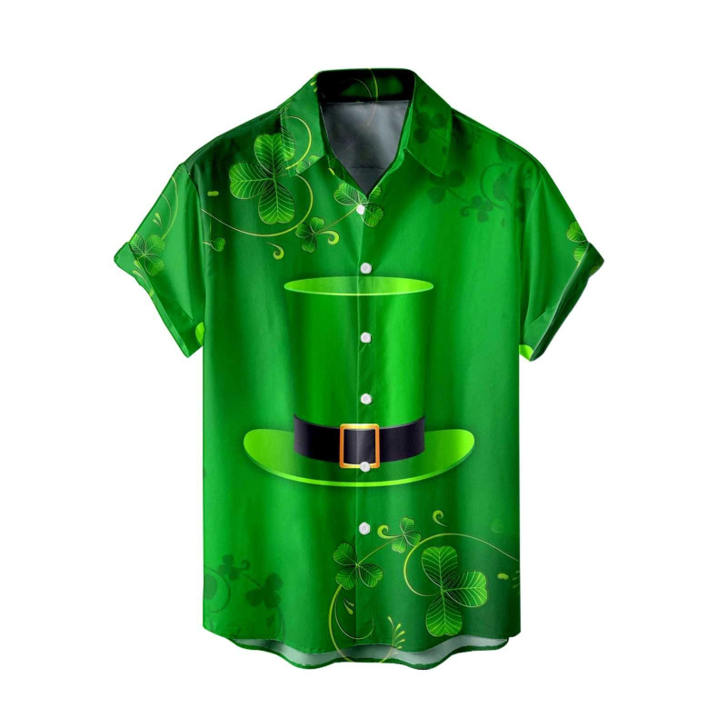 2025 Tricou de vară pentru bărbați, imprimare 3D, modă casual, seria verde, cămașă cu mânecă scurtă, vrac