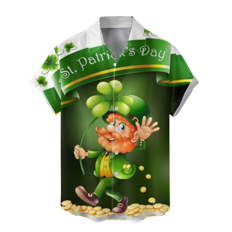 2025 Tricou de vară pentru bărbați, imprimare 3D, modă casual, seria verde, cămașă cu mânecă scurtă, vrac