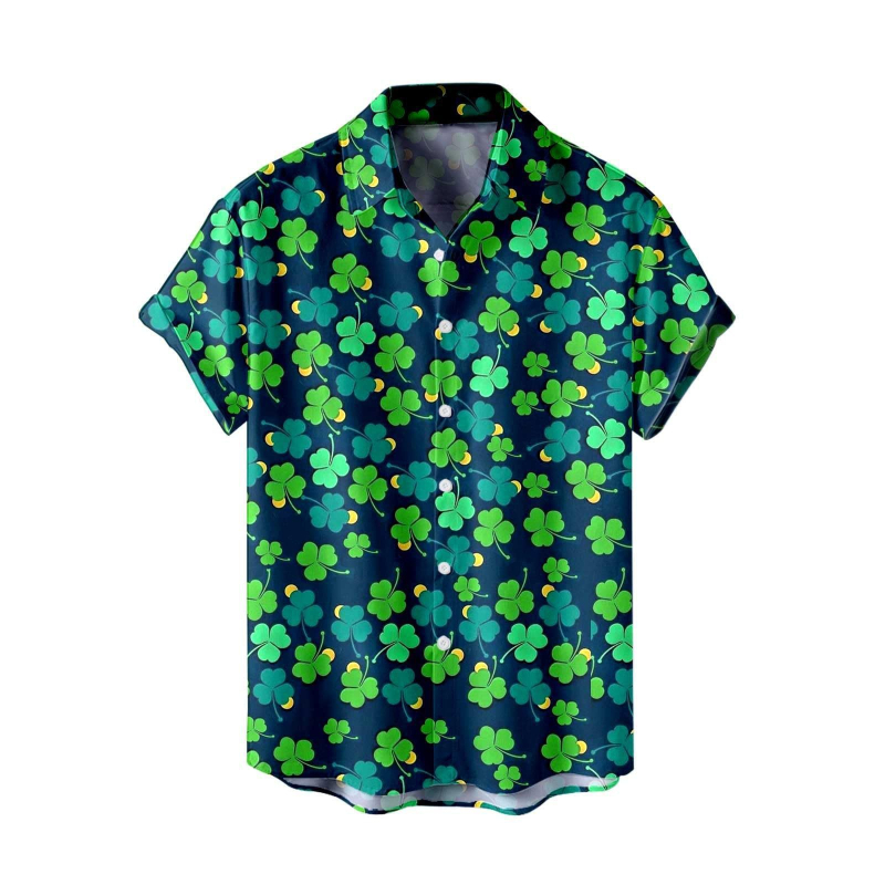 2025 Tricou de vară pentru bărbați, imprimare 3D, modă casual, seria verde, cămașă cu mânecă scurtă, vrac