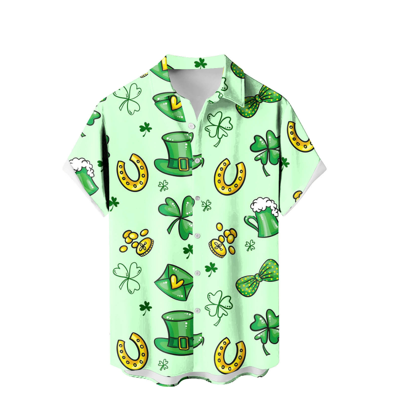 2025 Tricou de vară pentru bărbați, imprimare 3D, modă casual, seria verde, cămașă cu mânecă scurtă, vrac