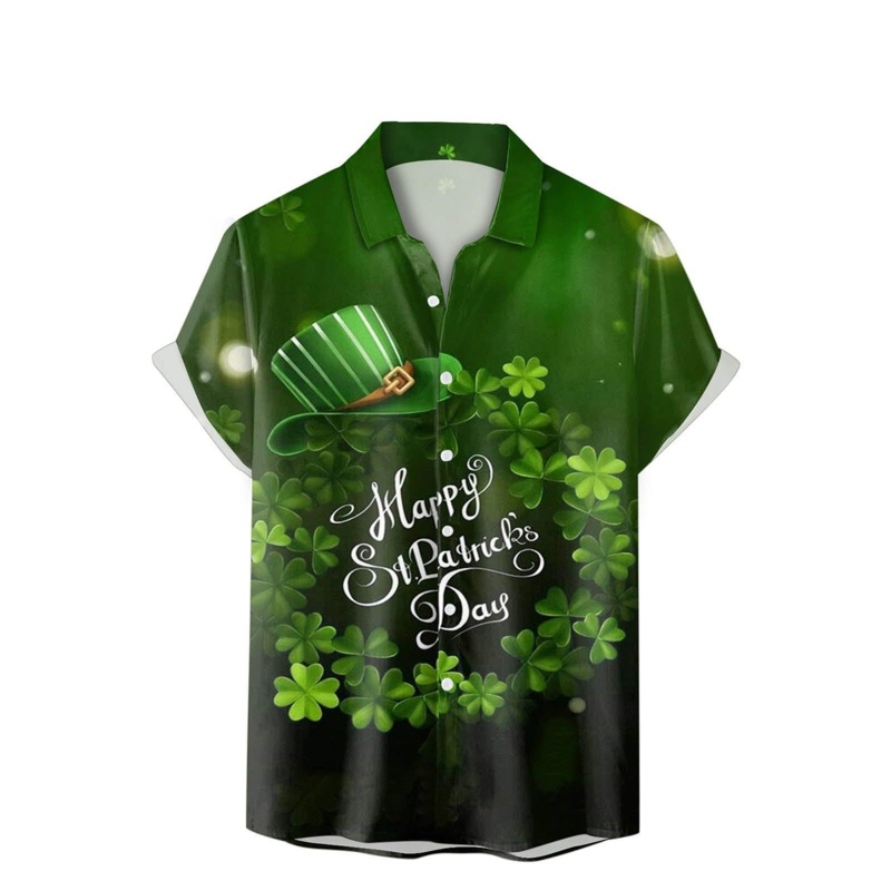 2025 Tricou de vară pentru bărbați, imprimare 3D, modă casual, seria verde, cămașă cu mânecă scurtă, vrac