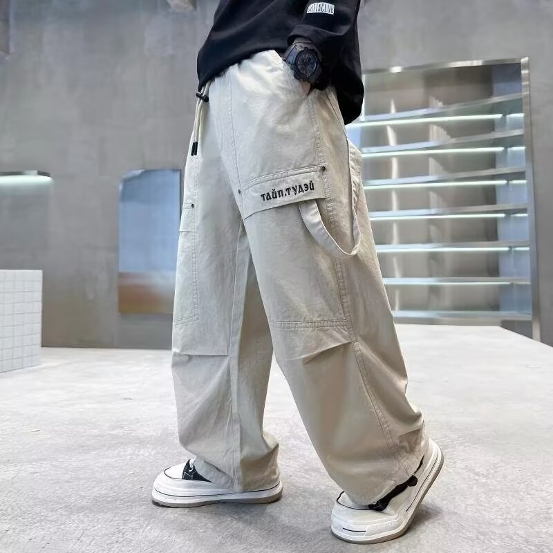 Salopete pentru copii, pantaloni largi de primăvară și vară, pantaloni casual frumoși din bumbac 2025, pantaloni de primăvară pentru copii de mărime medie și mare, subțiri