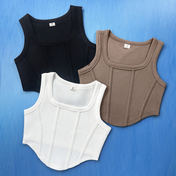 Djevojački uski top jednobojne modne majice od 3 dijela, ležerni sportski prsluk za djevojčice, pogodan za svakodnevne ležerne sportove