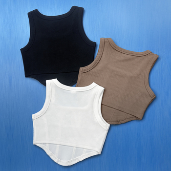 Djevojački uski top jednobojne modne majice od 3 dijela, ležerni sportski prsluk za djevojčice, pogodan za svakodnevne ležerne sportove