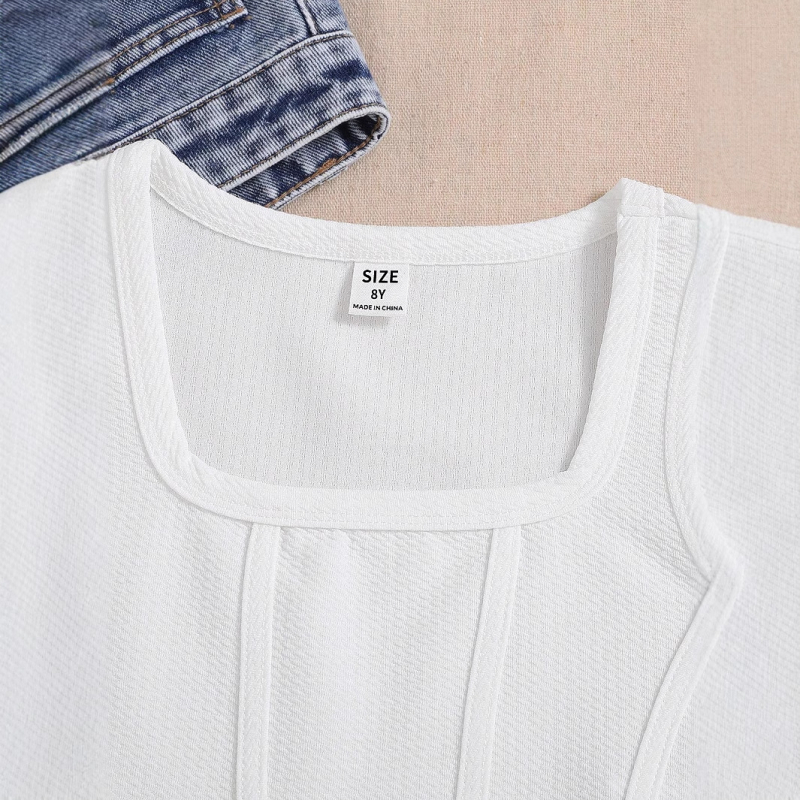 Djevojački uski top jednobojne modne majice od 3 dijela, ležerni sportski prsluk za djevojčice, pogodan za svakodnevne ležerne sportove