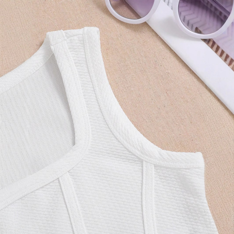 Djevojački uski top jednobojne modne majice od 3 dijela, ležerni sportski prsluk za djevojčice, pogodan za svakodnevne ležerne sportove