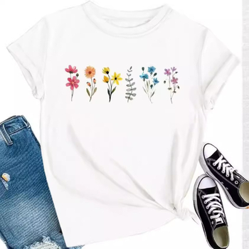 Γυναικείο μπλουζάκι με στάμπα και σχέδιο λουλουδιών Amazon Independent Wish AliExpress για μεγάλα μεγέθη