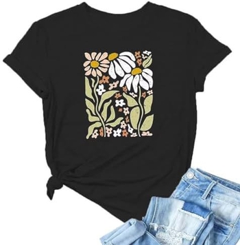 Γυναικείο μπλουζάκι με στάμπα και σχέδιο λουλουδιών Amazon Independent Wish AliExpress για μεγάλα μεγέθη