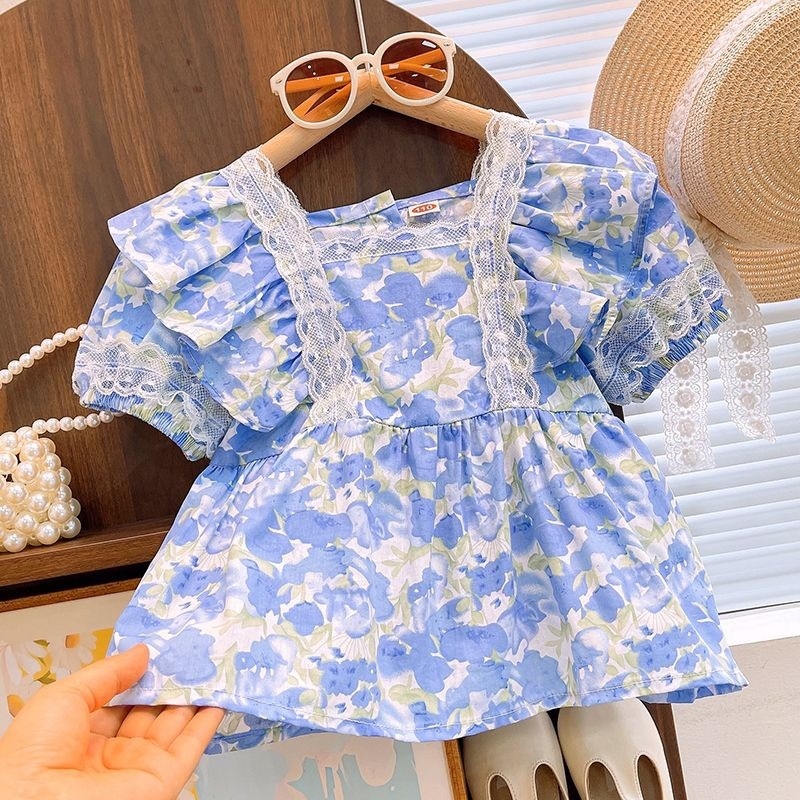 Момичешки ризи Есенни дрехи 2025 Нов стил Блузи с дълъг ръкав с флорални мотиви Бебешки ризи с дълъг ръкав в стил принцеса Горещ стил