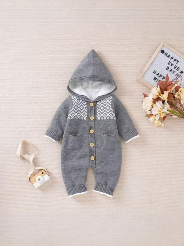 Salopă tricotată dintr-o singură bucată pentru bebeluși, îmbrăcăminte pentru nou-născuți de primăvară și toamnă, lână pentru bebeluși, drăguță, îngroșată și călduroasă