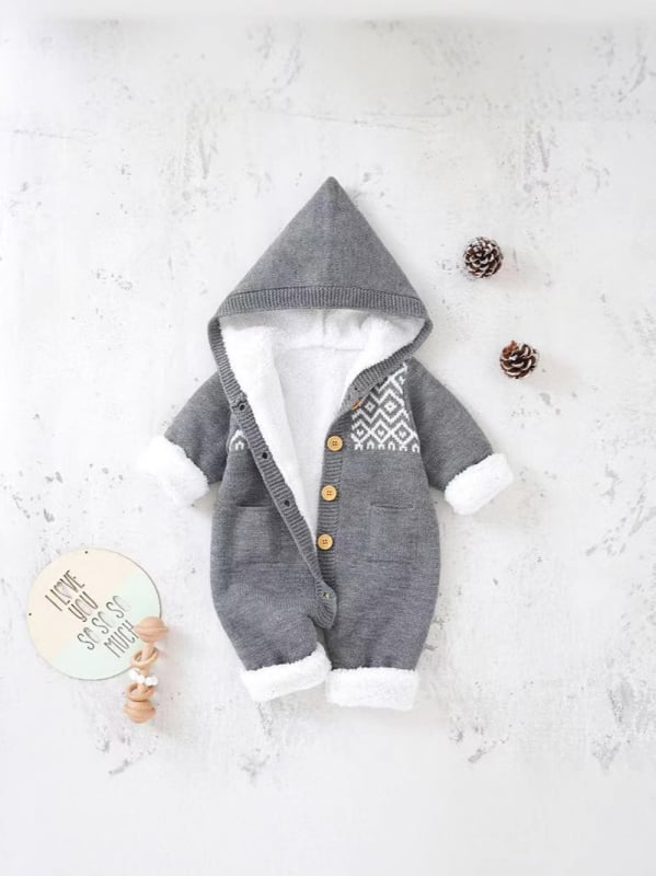 Salopă tricotată dintr-o singură bucată pentru bebeluși, îmbrăcăminte pentru nou-născuți de primăvară și toamnă, lână pentru bebeluși, drăguță, îngroșată și călduroasă