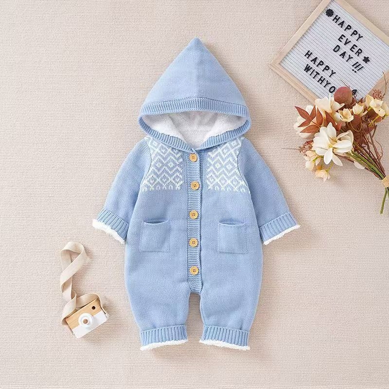 Salopă tricotată dintr-o singură bucată pentru bebeluși, îmbrăcăminte pentru nou-născuți de primăvară și toamnă, lână pentru bebeluși, drăguță, îngroșată și călduroasă