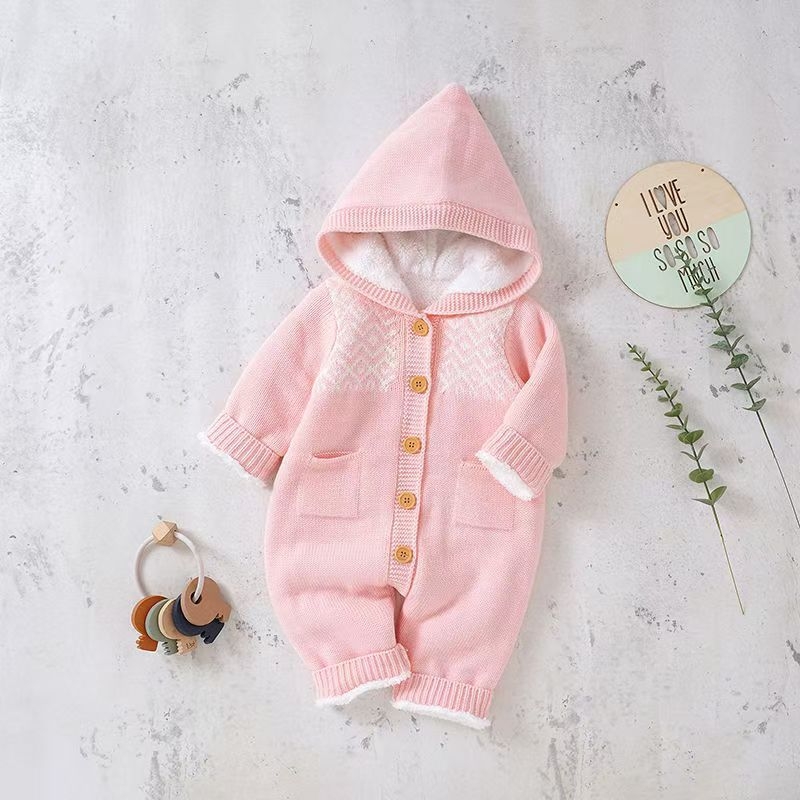 Salopă tricotată dintr-o singură bucată pentru bebeluși, îmbrăcăminte pentru nou-născuți de primăvară și toamnă, lână pentru bebeluși, drăguță, îngroșată și călduroasă