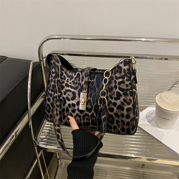 Šių metų populiarus leopardo rašto didelės talpos moteriškas 2024 m. rudens universalus krepšys-maišas-maišas-maišas-maišas-ant pečių grandinėlės