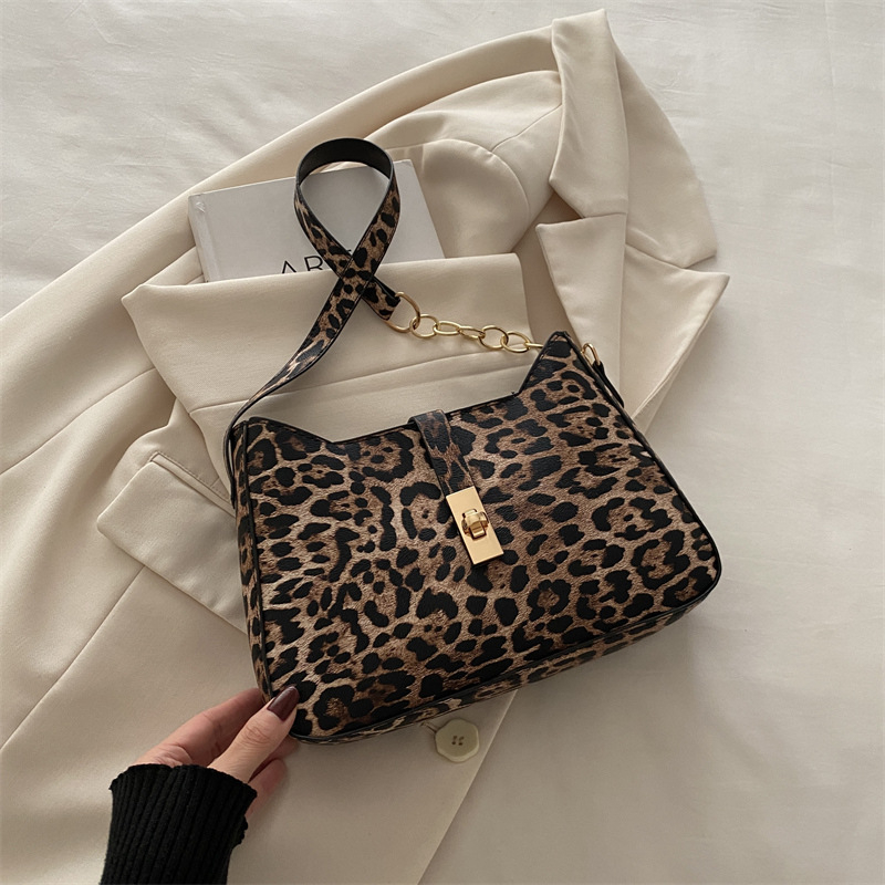 Šių metų populiarus leopardo rašto didelės talpos moteriškas 2024 m. rudens universalus krepšys-maišas-maišas-maišas-maišas-ant pečių grandinėlės