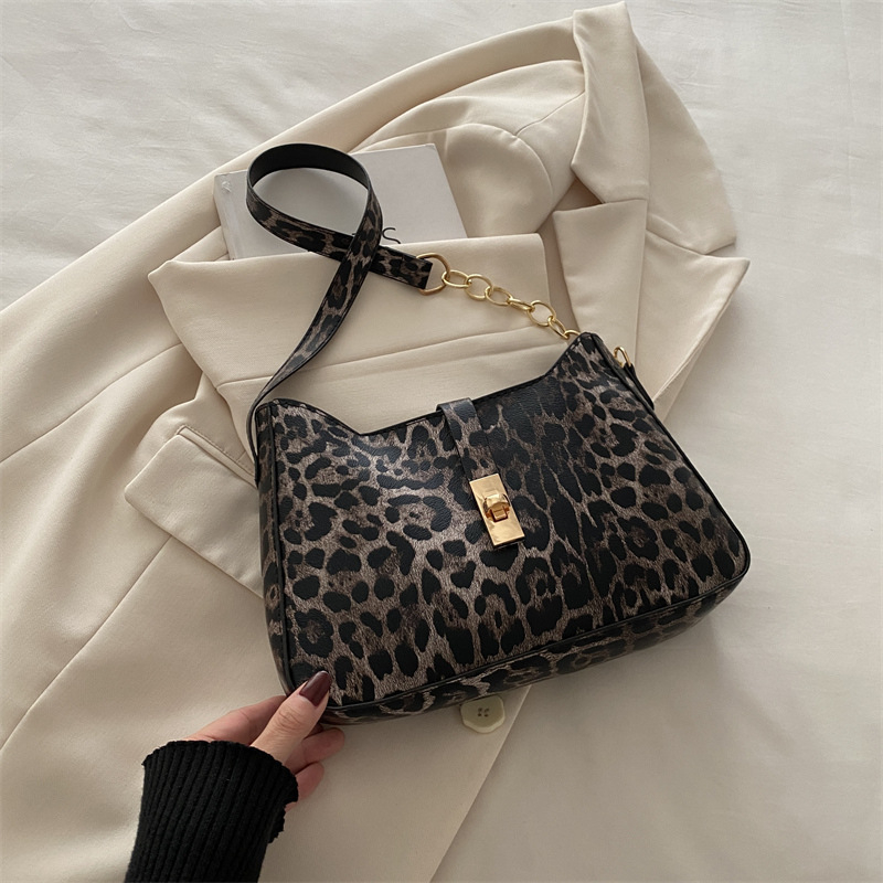 Šių metų populiarus leopardo rašto didelės talpos moteriškas 2024 m. rudens universalus krepšys-maišas-maišas-maišas-maišas-ant pečių grandinėlės