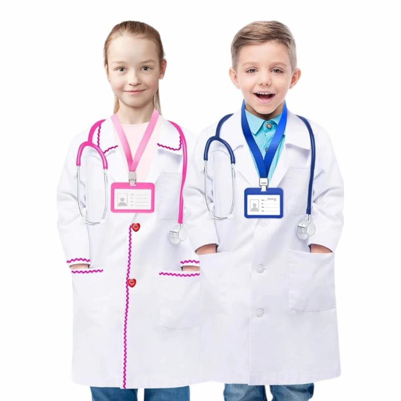 Трансграничен детски костюм за преобличане, професионален костюм за игра, детски лекар, бяла престилка, научни бели дрехи, дрехи за ангелски представления