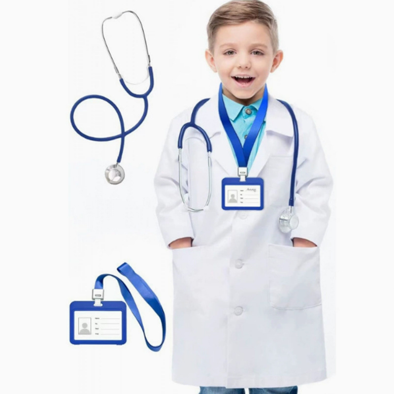 Трансграничен детски костюм за преобличане, професионален костюм за игра, детски лекар, бяла престилка, научни бели дрехи, дрехи за ангелски представления
