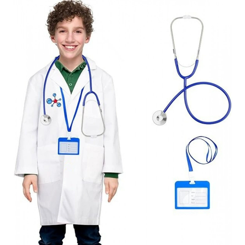 Трансграничен детски костюм за преобличане, професионален костюм за игра, детски лекар, бяла престилка, научни бели дрехи, дрехи за ангелски представления